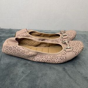 Me Too Lila Ballerina Leather Perforated Flats Slip On Shoes Sz 9M